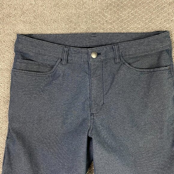 Lululemon ABC Pants Classic Tech Canvas Men's 32 x 32 Heathered Deep Navy Chino - Picture 2 of 12